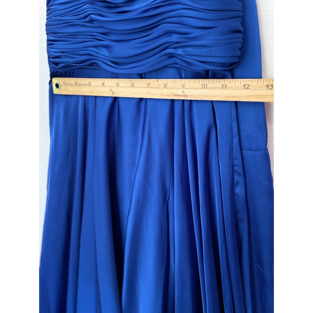 Dancing Queen Gown Womens S Blue Beaded Halter Ruched Maxi Ball Gown Dress - Picture 4 of 13